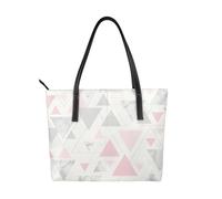 Hnnkloy Triángulo geométrico de mármol rosa gris plateado,Bolso de mano de piel sintética, bolso tote de gran capacidad, bolso de hombro para mujer, ideal para el trabajo y los viajes.