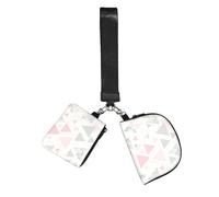 Hnnkloy Triángulo geométrico de mármol rosa gris plateado,Bolso de muñeca para deportes al aire libre, monedero portátil, cartera de muñeca con llavero desmontable