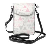 Hnnkloy Triángulo geométrico de mármol rosa gris plateado,Bolsos para celular para mujer, bolsos pequeños cruzados - Cartera para celular de cuero sintético con ranuras para tarjetas de crédito