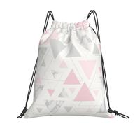 Hnnkloy Triángulo geométrico de mármol rosa gris plateado,Mochila con cordón unisex, bolsa deportiva para gimnasio, mochila informal para el día a día.