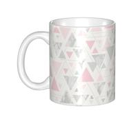Hnnkloy Triángulo geométrico de mármol rosa gris plateado,Taza de cerámica grande para café, ideal para cocina, restaurante, oficina o cafetería, 330 ml.
