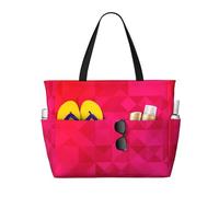 Hnnkloy Triángulo geométrico fucsia,Bolso de playa de gran capacidad, bolso de hombro de viaje para mujer, bolso de mano impermeable.