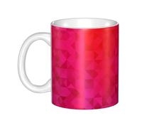 Hnnkloy Triángulo geométrico fucsia,Taza de cerámica grande para café, ideal para cocina, restaurante, oficina o cafetería, 330 ml.