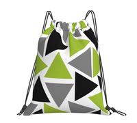 Hnnkloy Triángulos aleatorios verde lima gris negro sobre blanco,Mochila con cordón unisex, bolsa deportiva para gimnasio, mochila informal para el día a día.