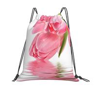 Hnnkloy Tulipán con efecto agua, flor fresca y encantadora de color rosa.,Mochila con cordón unisex, bolsa deportiva para gimnasio, mochila informal para el día a día.