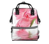 Hnnkloy Tulipán con efecto agua, flor fresca y encantadora de color rosa..Mochila de maternidad de gran capacidad, bolso cambiador, mochila de viaje para actividades al aire libre.
