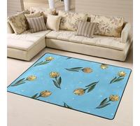 Hnnkloy Tulipanes Amarillos Dibujados a Mano, Alfombra Grande Antideslizante para Sala de Estar o Dormitorio, 160 x 120 cm.