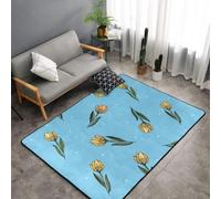 Hnnkloy Tulipanes Amarillos Dibujados a Mano, Alfombra Grande Antideslizante para Sala de Estar o Dormitorio, 150 x 100 cm.