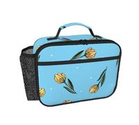Hnnkloy Tulipanes amarillos dibujados a mano,Bolsa de almuerzo portátil, fiambrera resistente, bolsa isotérmica reutilizable