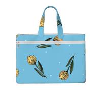 Hnnkloy Tulipanes amarillos dibujados a mano,Bolsa de lona para documentos con cremallera, bolso de mano, maletín para la escuela y la oficina.