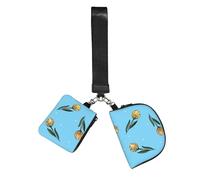 Hnnkloy Tulipanes amarillos dibujados a mano,Bolso de muñeca para deportes al aire libre, monedero portátil, cartera de muñeca con llavero desmontable
