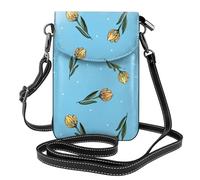 Hnnkloy Tulipanes amarillos dibujados a mano,Bolsos para celular para mujer, bolsos pequeños cruzados - Cartera para celular de cuero sintético con ranuras para tarjetas de crédito