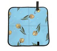 Hnnkloy Tulipanes Amarillos Dibujados a Mano,Esterilla Plegable para Asiento Alfombrilla de Tela Oxford, cojín portátil para Acampar y Viajar al Aire Libre.