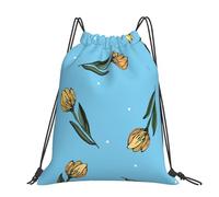 Hnnkloy Tulipanes amarillos dibujados a mano,Mochila con cordón unisex, bolsa deportiva para gimnasio, mochila informal para el día a día.