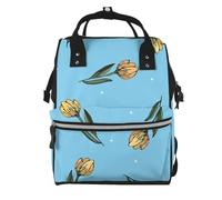 Hnnkloy Tulipanes amarillos dibujados a mano.Mochila de maternidad de gran capacidad, bolso cambiador, mochila de viaje para actividades al aire libre.