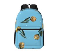 Hnnkloy Tulipanes amarillos dibujados a mano,Mochila informal de 17 pulgadas con bolsillos, resistente al agua, para la escuela.