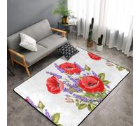 Hnnkloy Un Manojo de Lavanda y Amapola, Alfombra Grande Antideslizante para Sala de Estar o Dormitorio, 150 x 100 cm.