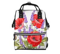Hnnkloy Un manojo de lavanda y amapola.Mochila de maternidad de gran capacidad, bolso cambiador, mochila de viaje para actividades al aire libre.