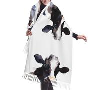 Hnnkloy Vaca con una flor de margarita,Bufanda grande de cachemira sintética para mujer, chal ligero con borlas de moda, 196 x 68 cm