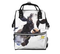 Hnnkloy Vaca con una flor de margarita.Mochila de maternidad de gran capacidad, bolso cambiador, mochila de viaje para actividades al aire libre.