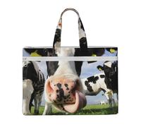 Hnnkloy vacas holandesas,Bolsa de lona para documentos con cremallera, bolso de mano, maletín para la escuela y la oficina.