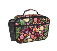 Hnnkloy Vegano Frutas y verduras vivas Imprimir,Bolsa de almuerzo portátil, fiambrera resistente, bolsa isotérmica reutilizable
