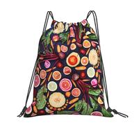 Hnnkloy Vegano Frutas y verduras vivas Imprimir,Mochila con cordón unisex, bolsa deportiva para gimnasio, mochila informal para el día a día.
