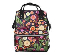 Hnnkloy Vegano Frutas y verduras vivas Imprimir.Mochila de maternidad de gran capacidad, bolso cambiador, mochila de viaje para actividades al aire libre.