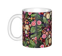 Hnnkloy Vegano Frutas y verduras vivas Imprimir,Taza de cerámica grande para café, ideal para cocina, restaurante, oficina o cafetería, 330 ml.