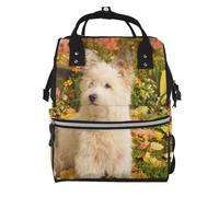 Hnnkloy Westie Otoño West Highland White Terrier Perros.Mochila de maternidad de gran capacidad, bolso cambiador, mochila de viaje para actividades al aire libre.