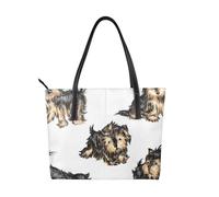 Hnnkloy Yorkshire Terrier,Bolso de mano de piel sintética, bolso tote de gran capacidad, bolso de hombro para mujer, ideal para el trabajo y los viajes.