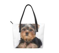 Hnnkloy Yorkshire Terrier,Bolso de mano de piel sintética, bolso tote de gran capacidad, bolso de hombro para mujer, ideal para el trabajo y los viajes.