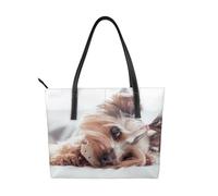 Hnnkloy Yorkshire Terrier,Bolso de mano de piel sintética, bolso tote de gran capacidad, bolso de hombro para mujer, ideal para el trabajo y los viajes.