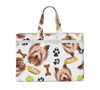 Hnnkloy Yorkshire Terrier, perro sonriente,Bolsa de lona para documentos con cremallera, bolso de mano, maletín para la escuela y la oficina.