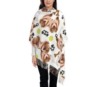 Hnnkloy Yorkshire Terrier, perro sonriente,Bufanda grande de cachemira sintética para mujer, chal ligero con borlas, 197 x 72 cm