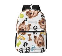 Hnnkloy Yorkshire Terrier, perro sonriente,Mochila informal de 17 pulgadas con bolsillos, resistente al agua, para la escuela.