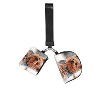 Hnnkloy Yorkshire Terrier Perros lindos Cachorros,Bolso de muñeca para deportes al aire libre, monedero portátil, cartera de muñeca con llavero desmontable