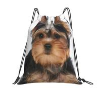 Hnnkloy Yorkshire Terrier tumbado sobre blanco,Mochila con cordón unisex, bolsa deportiva para gimnasio, mochila informal para el día a día.
