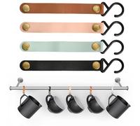 Hnonoxy 20Pcs Gancho para Acampar, Ganchos Colgar Cuero, Gancho Cuero Multifunción 12 x 3 cm Compacto Duradero, Ahorra Espacio en Armarios, Cocinas,Baños (Negro,Rosa, Marrón,Azul)