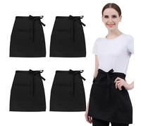 Hnonoxy Pack de 4 Delantales, 58 x 43 cm Delantal de Cocina con 2 Bolsillos para Hombre y Mujer, Delantals Cortos de Chef, Delantal de Camarero, Delantals de Parrilla, Delantales de Barista