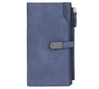 HNOOM Monedero Cuero PU Cartera Grande con Bolsillo Billetera Largo Suave y Cómoda Cartera Tarjetero con 24 Ranuras para Tarjetas (Azul Oscuro-L)