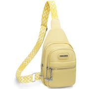 HNOOM Sling Bag Mochila Pequeña Mujer Ligero Bolsa de Pecho Cuero PU Bolso Bandolera Cruzada con Múltiples Bolsillos para Viaje Deporte Ciclismo Senderismo (Amarillo)