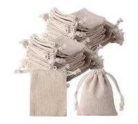 Hnsedjdh 20 bolsas pequeñas de yute con cordón, 7,6 x 10,1 cm, bolsas de yute pequeñas con cordón, reutilizables, para guardar bolsas de té