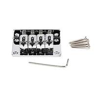 Hnsedjdh Soporte de 4 cuerdas cromado eléctrico con tornillos y llave para 4 cuerdas eléctricas