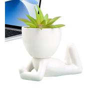 Hnsphui Macetas de figura para plantas de interior, maceta creativa de cerámica con forma de cuerpo humano para mini plantas y otros tipos de aire