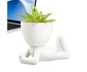 Hnsphui Macetas de figura para plantas de interior, maceta creativa de cerámica con forma de cuerpo humano para mini plantas y otros tipos de aire