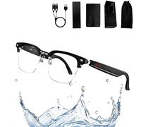 HNTKGME Gafas Inteligentes con Canciones para Escuchar, Gafas De Sol con Auriculares InaláMbricos Inteligentes, Gafas Inteligentes para Hombres, Gafas De Sol Inteligentes con CáMara Y Bluetooth (A)