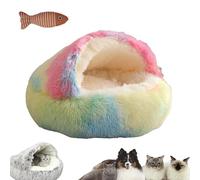 HNTKGME Nest Bed, Cat Sleeping Bag for Indoor Cats, Covered Thickened Warm Cat Nest Bed, Anti-Slip Bottom Removable Washable Fluffy Cat Bed For Small and Medium Dogs Cats (H,23.6in)