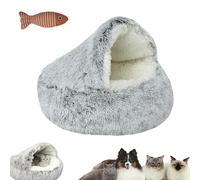 HNTKGME Nest Bed, Cat Sleeping Bag for Indoor Cats, Covered Thickened Warm Cat Nest Bed, Anti-Slip Bottom Removable Washable Fluffy Cat Bed For Small and Medium Dogs Cats (A,19.6in)