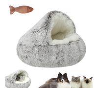 HNTKGME Nest Bed, Cat Sleeping Bag for Indoor Cats, Covered Thickened Warm Cat Nest Bed, Anti-Slip Bottom Removable Washable Fluffy Cat Bed For Small and Medium Dogs Cats (B,15.7in)